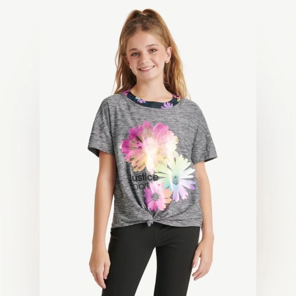 Justice Short Sleeve Tee With Short Bralette
